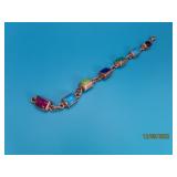 Sterling 7gemstone Linked 7" Bracelet 20g