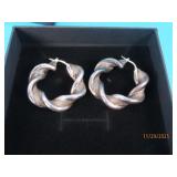 Sterling RibbonHoop 1.25" Round Earrings 7.5g