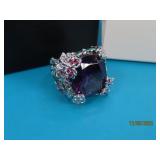 New vtg ADRIENNE Large Purple sz6 Bling Ring