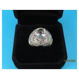 Sterling Green Quartz Scalloped sz6.25 Ring 11g