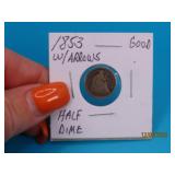 1853 Half Dime US with Arrows Coin