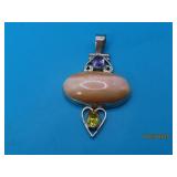 Sterling BalticAmber Amethystt Citrine Pendant 15g