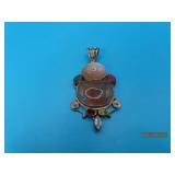 Sterling Quartz 6 Precious Stone 2.5" Pendant 22g