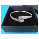 Sterling 2color CZ Stone 2.5" Bracelet 15g