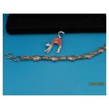 (2pcs) Pussy Cat Designer 2" Pin & 7" Bracklet