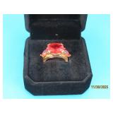 Sterling Orange GarnetType sz4.75 Ring 5g