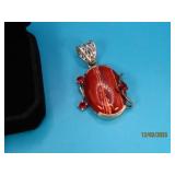Sterling Red Jasper & RedStone 1.5" Pendant 15g