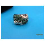 A Soldier Green Garnet Sunflower sz5 Ring Ster 9g