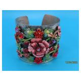 vintage 2" Floral Design Cuff Braclet BrightStones