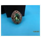 New vtg HEIDI DAUS Cocktail sz6 Ring OvalGreen Cnt