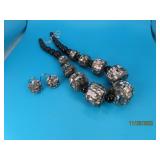 Stunning Black Onyx & MOP 20" Necklace & Earrings