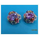 Enamel Ladybug & Butterfly Amethyst Earrings