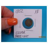 1852 Silver US 3cent Piece