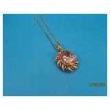 14kt TECHNIBOND Sterling 18" Necklace Bling Pend.