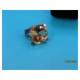 Amazing Sterling Large Citrine 3/4" Stone sz4 Ring