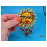 Funky vtg "LATR 2GO" Sunshine Charm 4" Pin