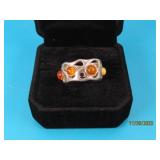 Sterling MultiStone FilagreeWeave sz7 Ring 4.5g
