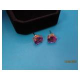 10kt Gold & Purple Amethyst 3/8" Earrings 1.4g