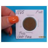 1865 US 2cent Piece Coin