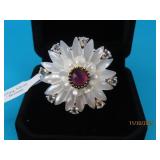 New Sterling1.25" MOP Flower Front sz6 Ring 18g