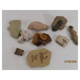 (9) asst Fossils & Specimens etc Rocks Minerals