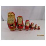 Santa Themed Wooden Nesting Doll 7" SET