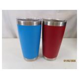 (2) YETI blue/red 7" Insulated Tumbler Mugs