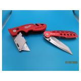 (2) Snap On & Milwaukee 4" Belt Clip Knives