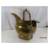 Large vtg 18" Brass PorcelainHandled Bucket NEAT