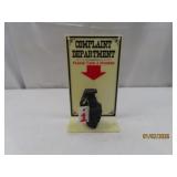 Replica Grenade COMPLAINT DEPT Funny Sign