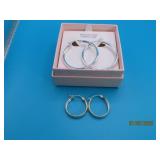 (2sets) Sterling Silver Hoop Earrings 1"~1.5" 6g
