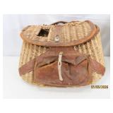 Antique Woven Wicker Fishing Creel 15"