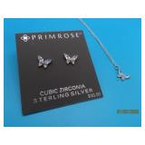 Sterling Butterfly CZ Necklace & Earring SET $60