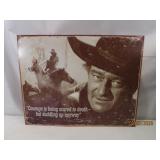 Tin JOHN WAYNE 16x12 Sign "Courage" c1990s