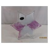 8" MURANO Art Glass Purple//White Flower