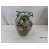 8" ITALY Glass Jar FULL Mexican c1980 Coins
