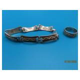 14kt Gold over Sterling MKsigned Necklace & 6 Ring