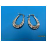 14kt Gold OvalHoop 1" Earrings 1.5g