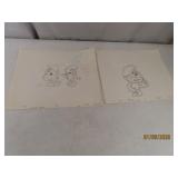 (2) SMURFS Artist Sketches OOAK?