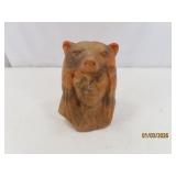 Stone Carved 6" Indian Head Wolf Hat Statue