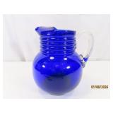 Solid Cobalt Blue 8" Glass clearhandled Pitcher