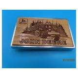 vtg JOHN DEERE Wooden Carved Belt Buckle