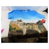 New WILD KIND mensXL WOLF Polyester Scene Shirt