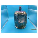vintage 7" Blue Carnival Glass Lidded Candy Jar