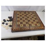 20" Wood Inlaid Chess/Checker/BG Board 20"