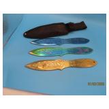 (3pc set) 9" Throwing Colored Knife SET AeroBlades