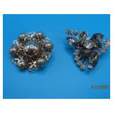 (2) vintage 1.5"ish Costume Jewelry Bling Pins