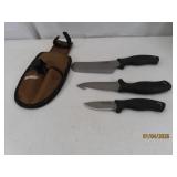OLD TIMER 3pc Hunting Survival Knife Set w Sheath