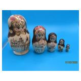 Russian WoodBurn~Painted Nesting Doll 4" Set