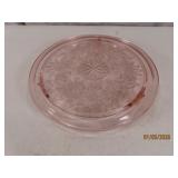 Pink Depression 10" Footed Cake Plate embossed